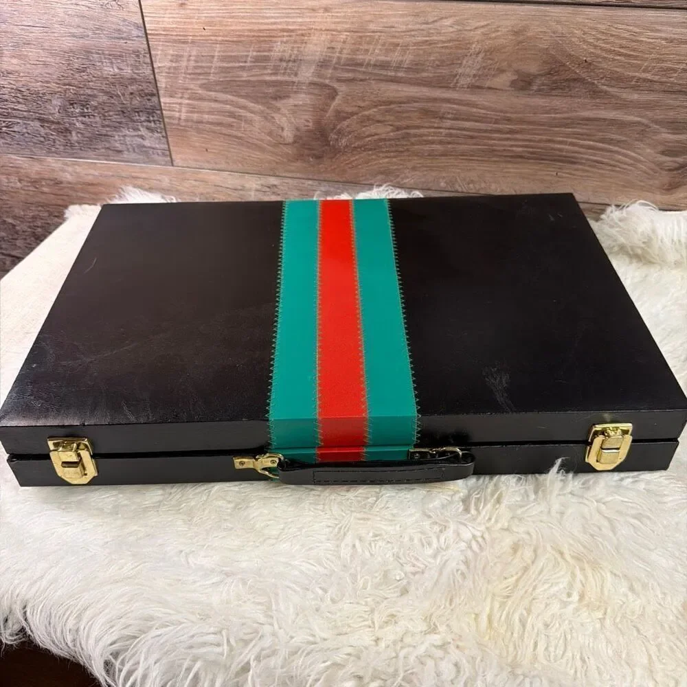 Vintage Casino Game Set/Case Roulette Craps Poker Chips Cards Baccarat Flawed
